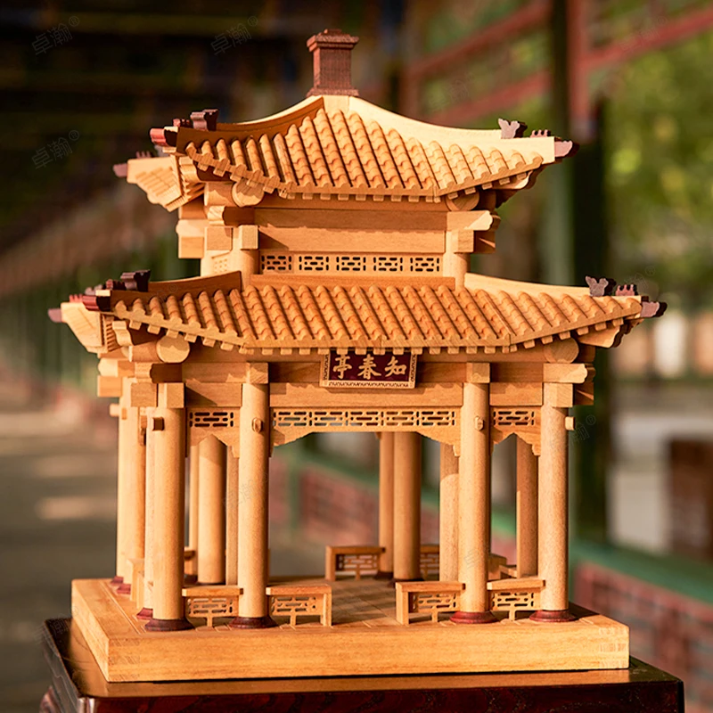 Chinese ancient Chinese architecture tenon and mortise structure building all solid wood bucket arch toy Forbidden