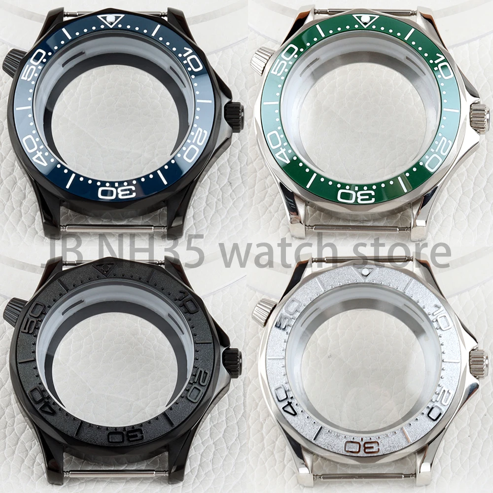 

Silver/Black 41mm NH35 Case Solid 316L Stainless Steel 100 Meters Waterproof for Seamaster NH35 NH36 Movement 31mm Dial