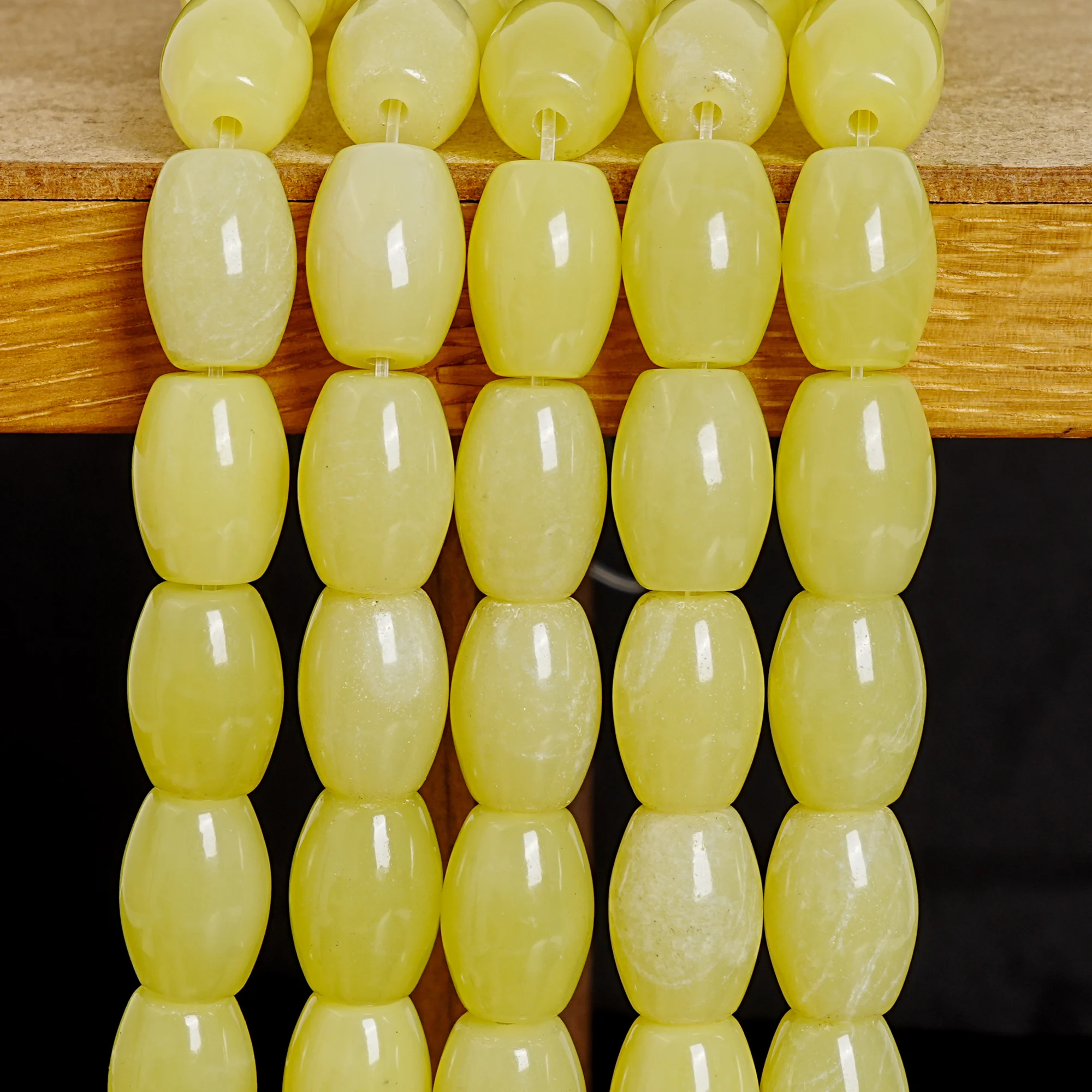 Smooth Lemon Jade Drum Beads 8x12mm 10x14mm 12x16mm Yellow Barrel Beads for Jewelry Making DIY Bracelet Necklace Handmade Beads