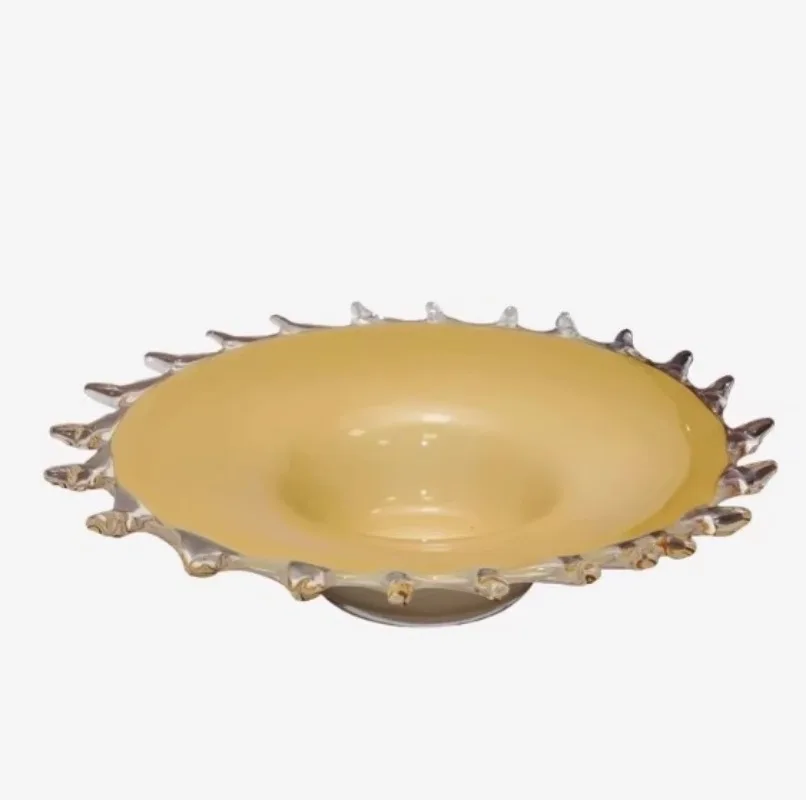 light luxury beige yellow water flower glass fruit plate acquisition glass home hotel coffee table decoration ornaments