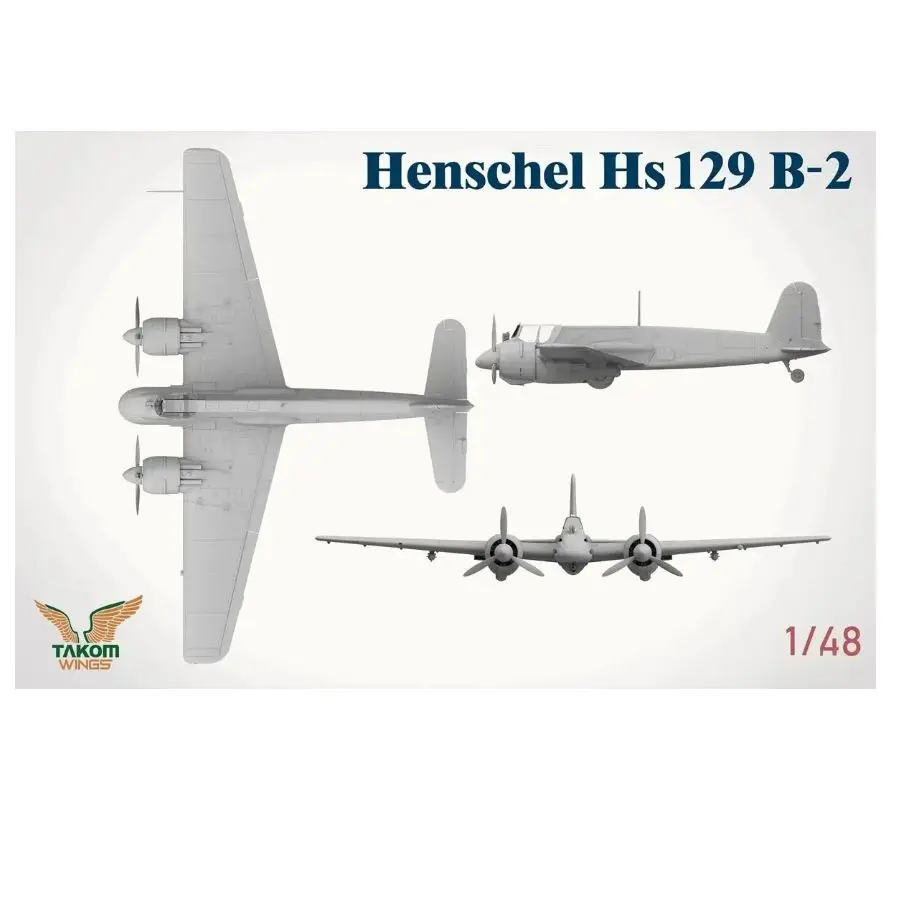 Hs129 B-2 Henschel Attack Aircraft With Interior Cockpit 1/48 TAKOM 48001 Plastic Building Model