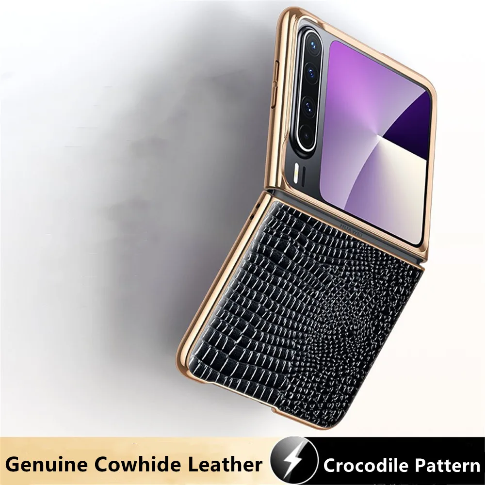

Premium Natural Cowhide Leather Crocodile Back Case for Huawei Pura X Business Cover