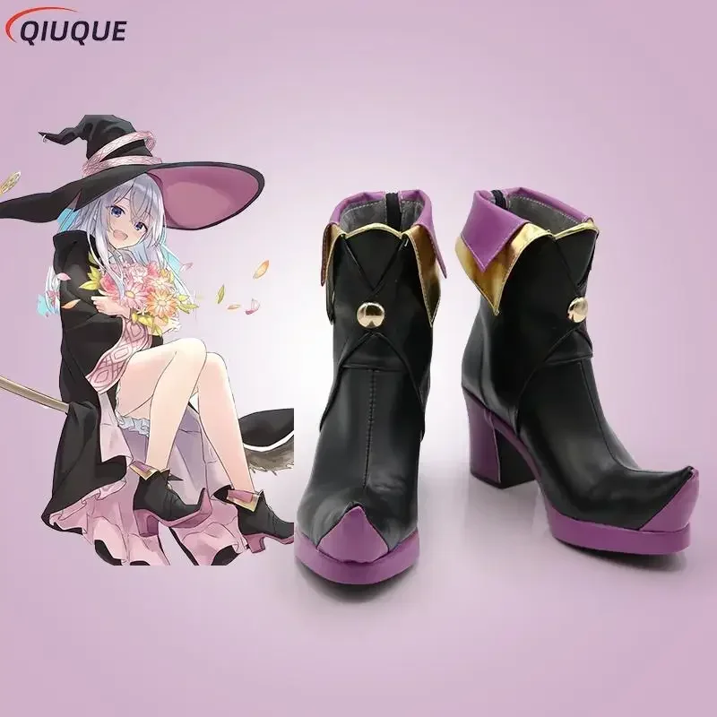 

FC6Anime The Journey of Elaina Cosplay Shoes Wandering Witch Boots Majo No Tabitabi Lovely Halloween Party Accessories@FC8！