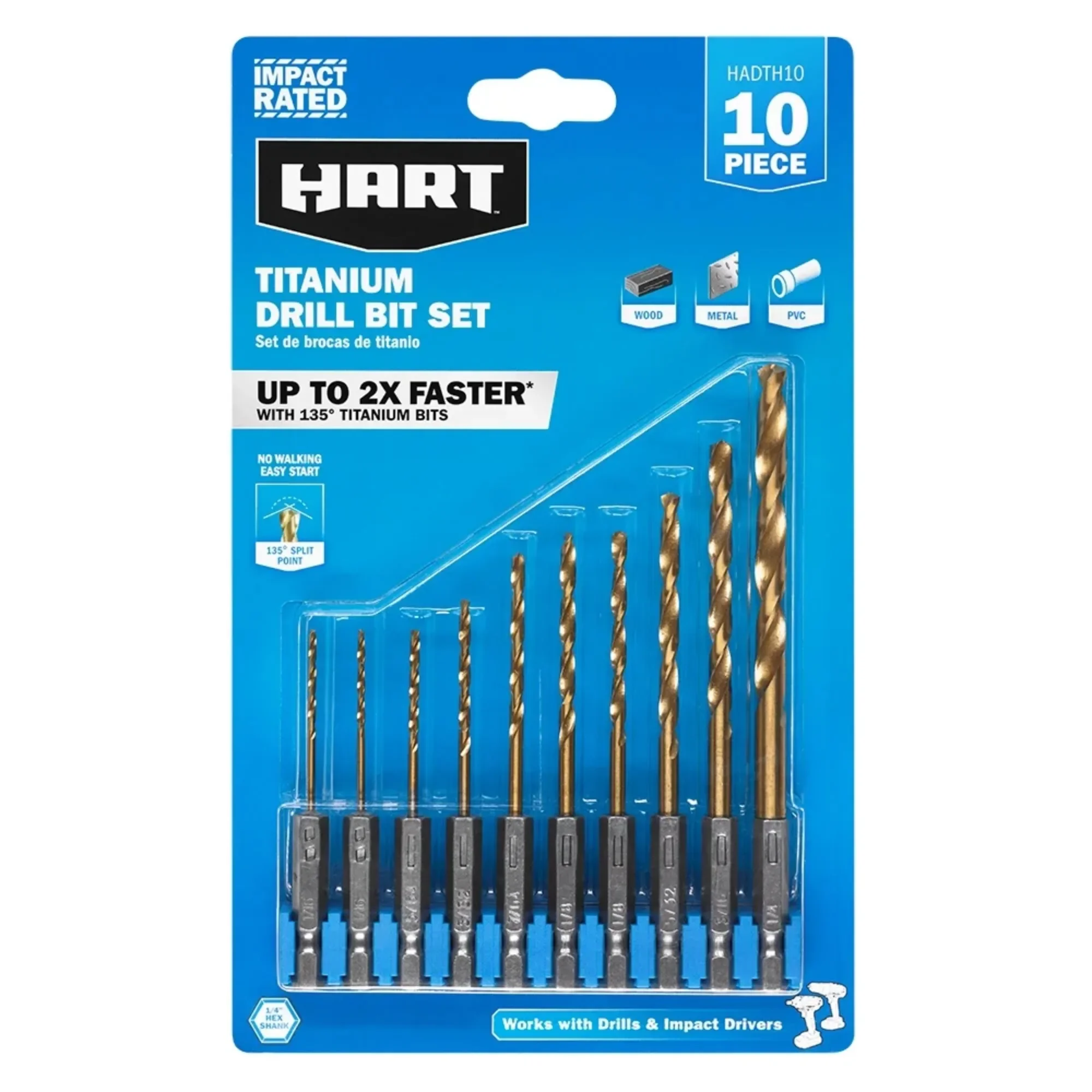 

HART 10-Piece Hex Shank Titanium Drill Bit Set