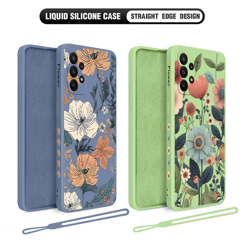 

Popular Flower Sunflower Case For Samsung Galaxy S24 S23 S22 S21 S20 S10 Note 20 10 Ultra Plus FE 4G 5G Cover With Hand Strap