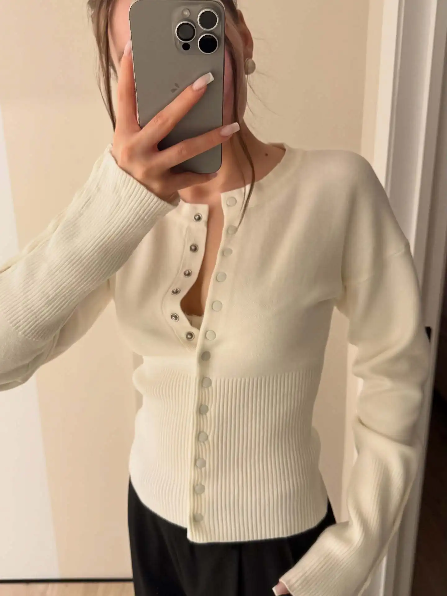 Sweet Pink Long Sleeve Knitted Cardigan Women Autumn Simple Button Casual Preppy Style Jumper Cute Chic Preppy Style Sweater Top