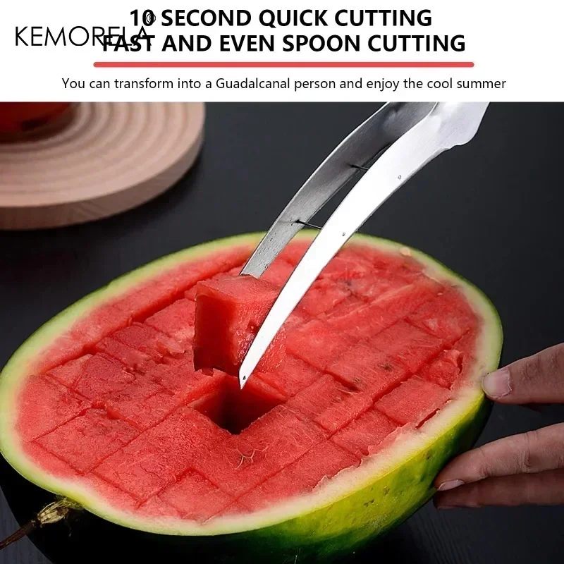 1PCS Watermelon Cutter Slicer Stainless Steel Watermelon Cube Cutter Quickly Safe Watermelon Knife, Fun Fruit Salad Melon Cutter