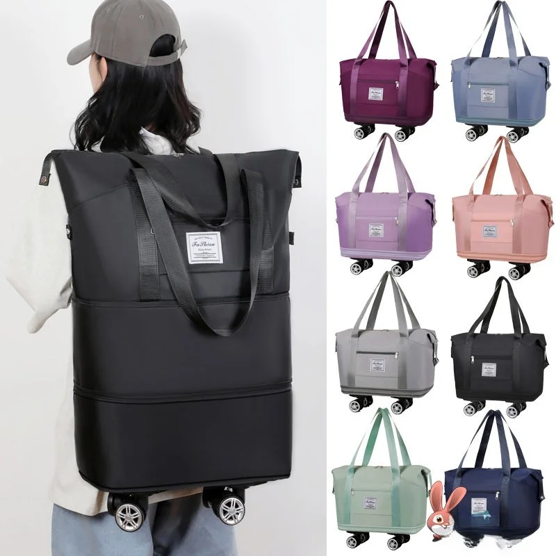 

Foldable Canvas Lage Bag with Double oulder Strap Travel Bag for Women Lightweight Staing Suitcase Bag for Young Trave...