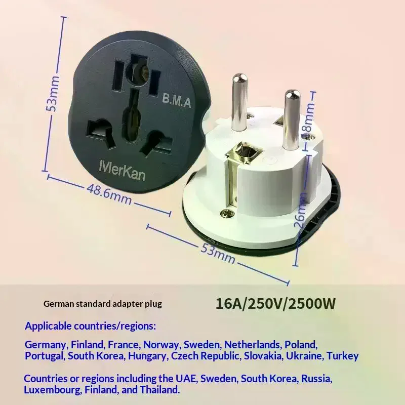 EU Travel Power Adapter UK US AU To EU Socket 16A 250V Universal Travel Charger Converter