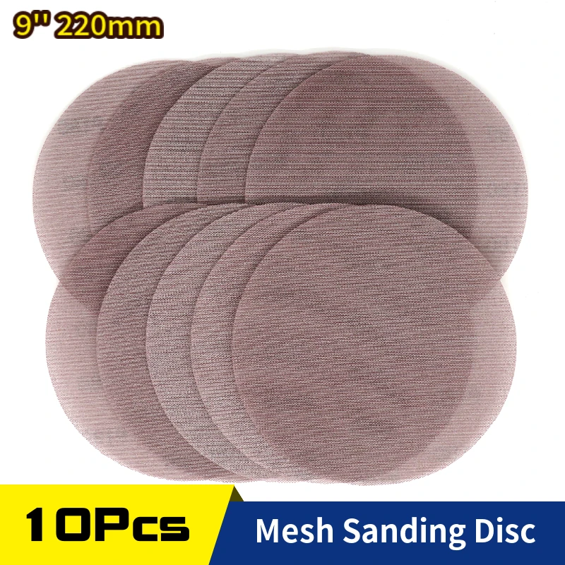 

10Pcs Mesh Sanding Discs for Orbital Drywall sander 9inch Hook and Loop Dust Free Anti-Blocking Abrasive Sandpaper 80-320 Grits