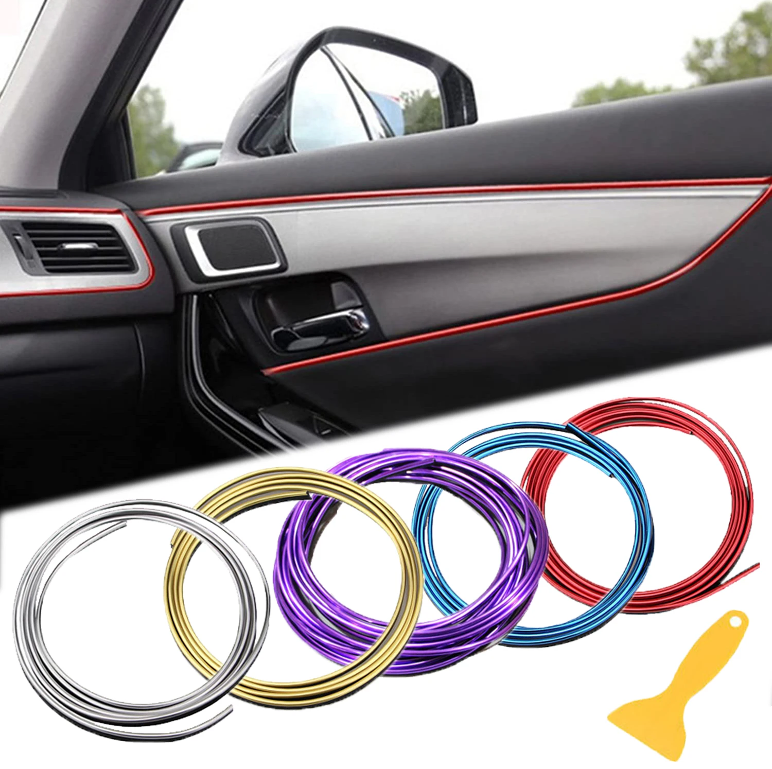 5M Car Interior Moulding Trim Strips Door Gap DIY Car Styling Dashboard Air Outlet Universal Flexible car Interior Decoration