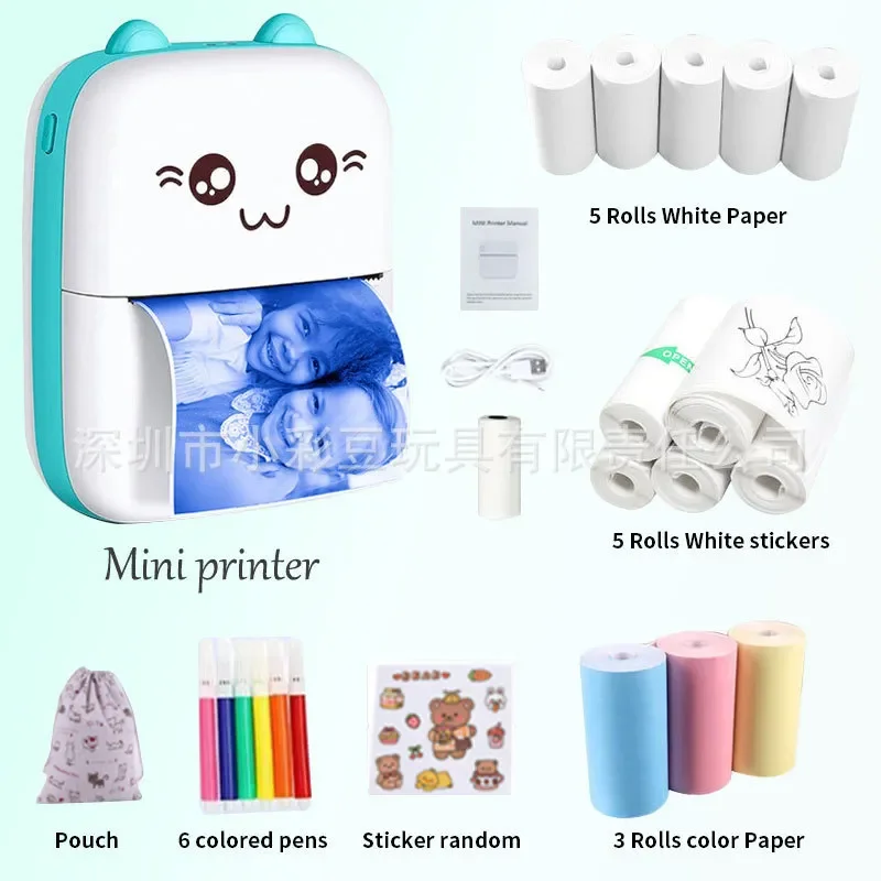 Portable Mini Bluetooth Printer for Kids Home Study Wireless Mobile Phone Connection Error Question Sorting Compact Thermal
