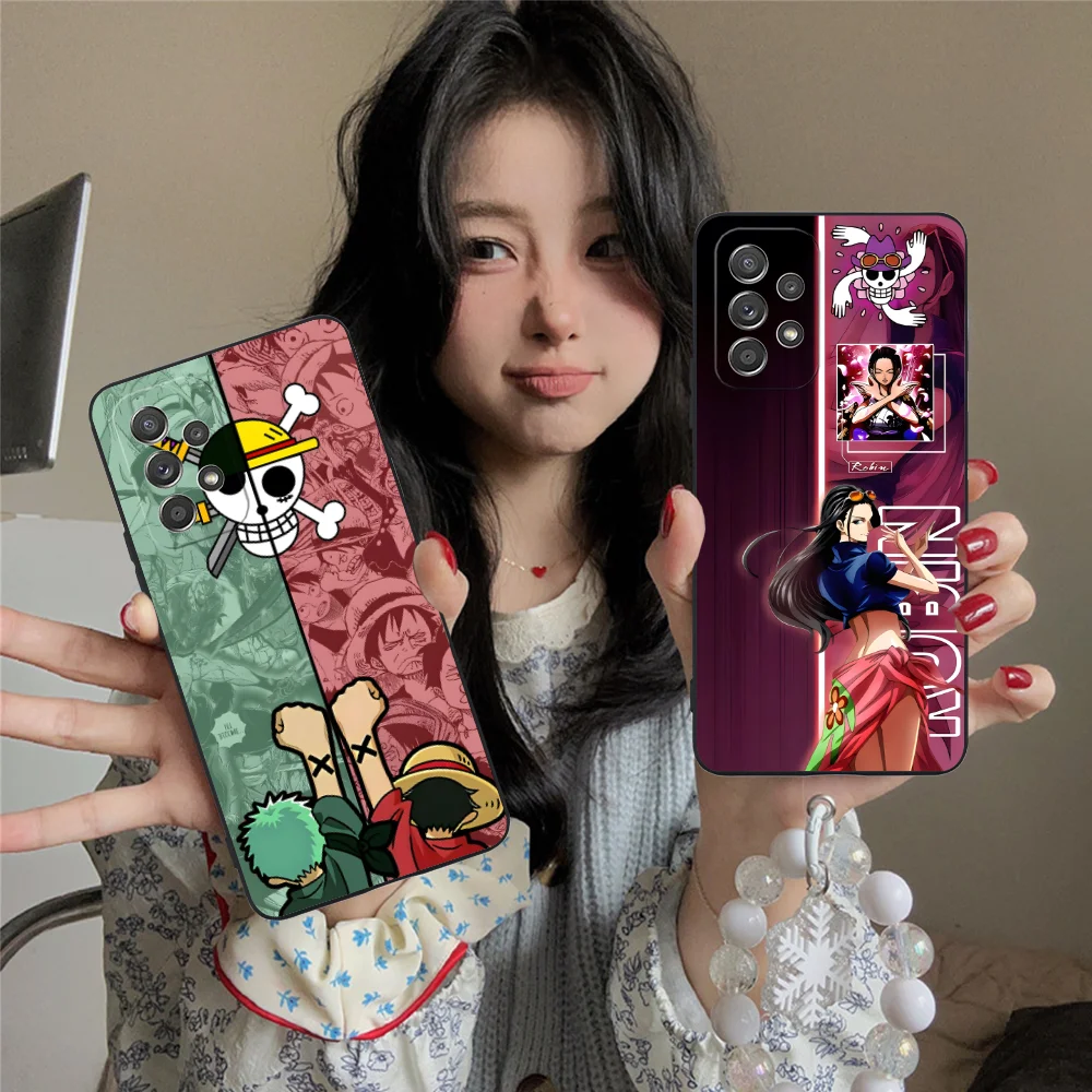 Zoro Law Robin Phone Case for Samsung Galaxy A91 73 71 70 54 53 52 34 24 23 21 S 5G Black Smartphone Cellphones Cover