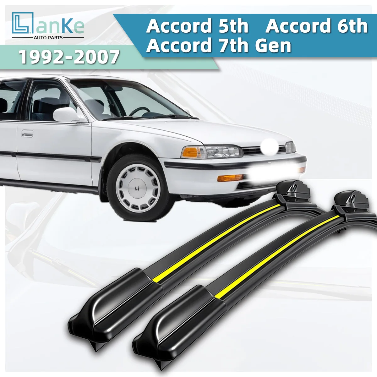 

Lanke Wiper Fit For Honda Accord 5th 6th Accord 7th Gen (1992-2007) Natural Rubber Strip Boneless Silent Car Front Wiper Blade