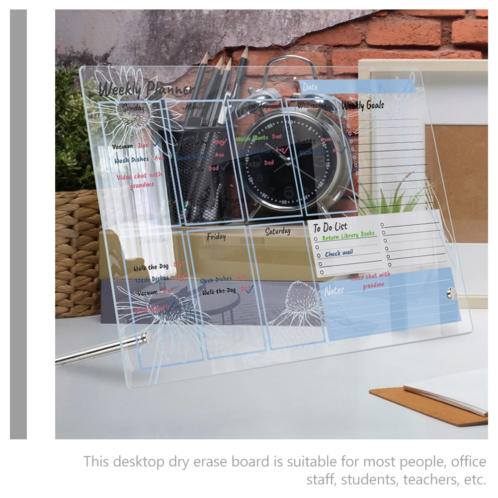 1 مجموعة من مذكرة الاكريليك سطح المكتب لوحة المسح الجاف للقيام بقائمة مخطط مكتب منظم قرطاسية المدرسة واضح السبورة المفكرة