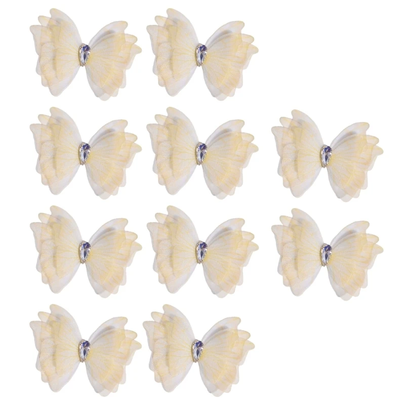 

5-слойный тюль, аппликация в виде бабочки, наборы для рукоделия с хрустальной капелькой для одежды ручной работы, заколка для 10