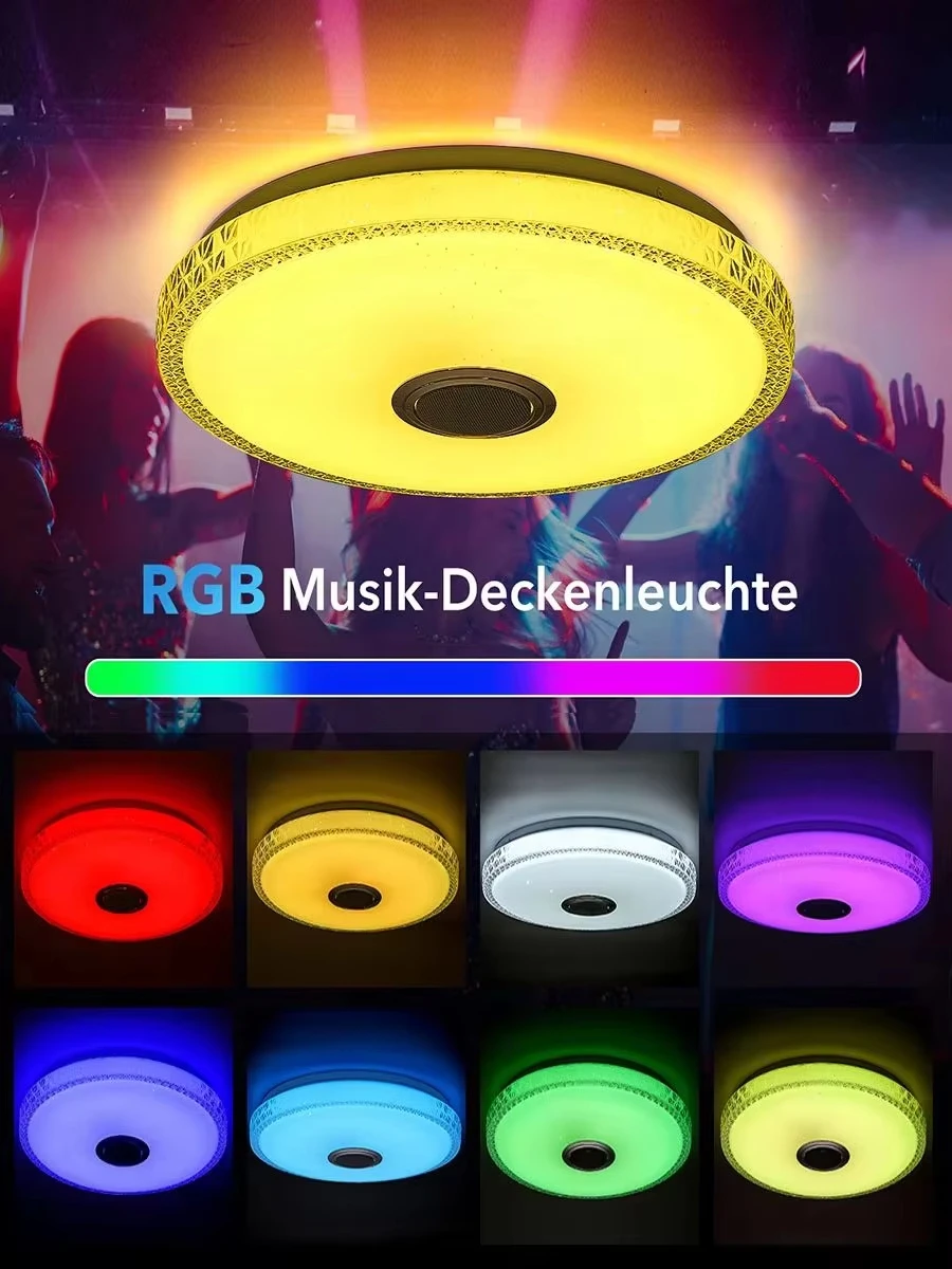 60W Kristall-LED-Deckenleuchte mit Bluetooth-Lautsprecher, RGB-LED-Kristall-Sternenhimmel-Lampe, für Schlafzimmer, Wohnzimmer, Badezimmer