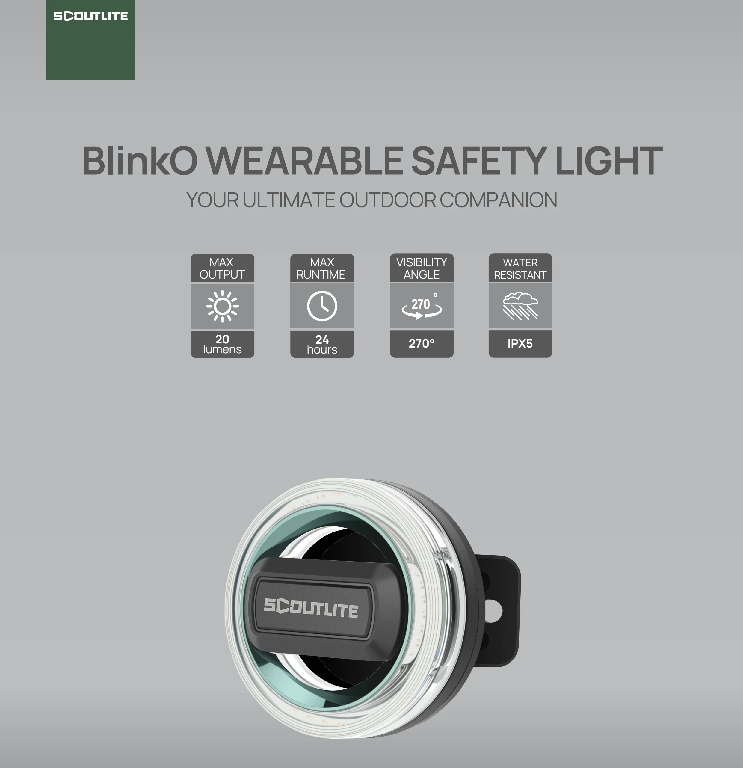 

Scoutlite Blinko Rechargeable Safety Warning Light For Cycling,Running,Hiking,Camping,Dogs,Magnetic USB-C Charging Bike Light