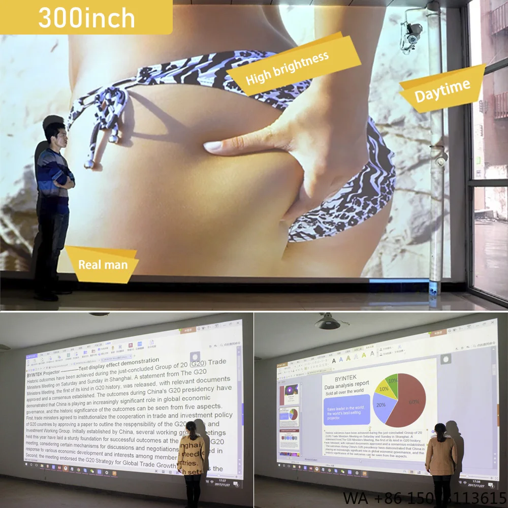 

3000 ANSI High Lumens Large Venue Projector, 4K 3000 Lumens Short Throw for Education