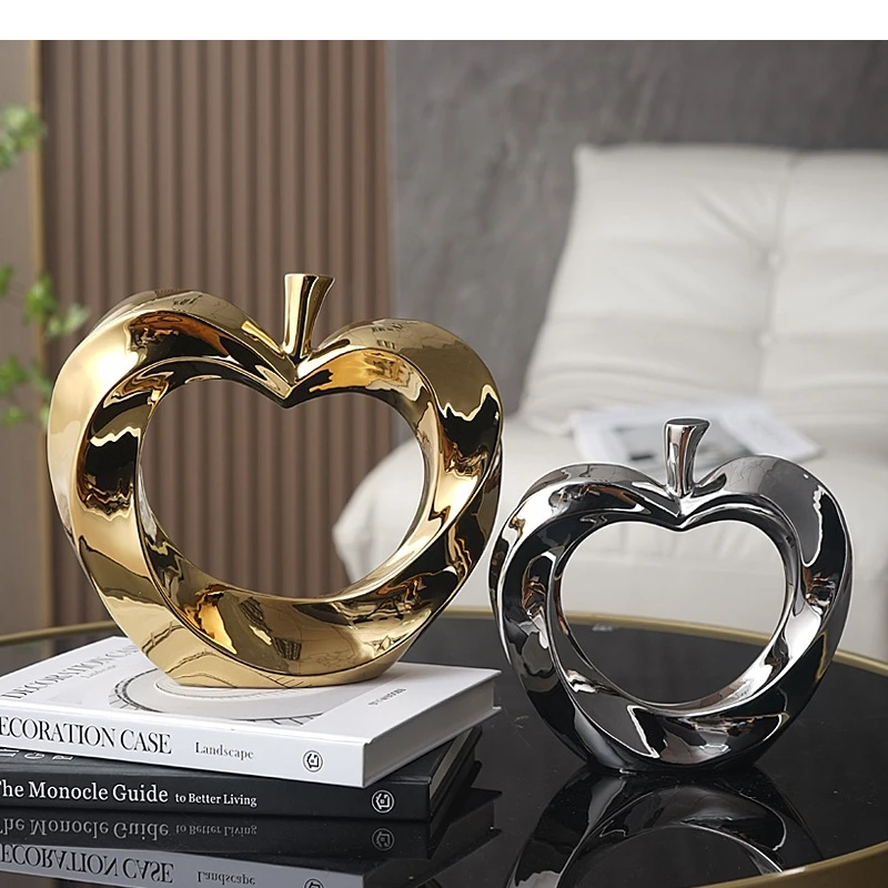 Ceramic Crafts Golden Apples Cut-out Artificial Fruit Sculpture Fortunate Home Furnishings Decorative Decoration