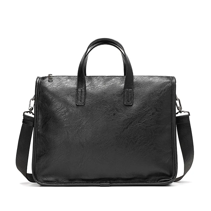 حقيبة ملفات محمولة بسحاب بإبزيم كبير مربع للرجال، تخزين الكمبيوتر، متعددة الجيوب، حقيبة عمل بكتف واحد