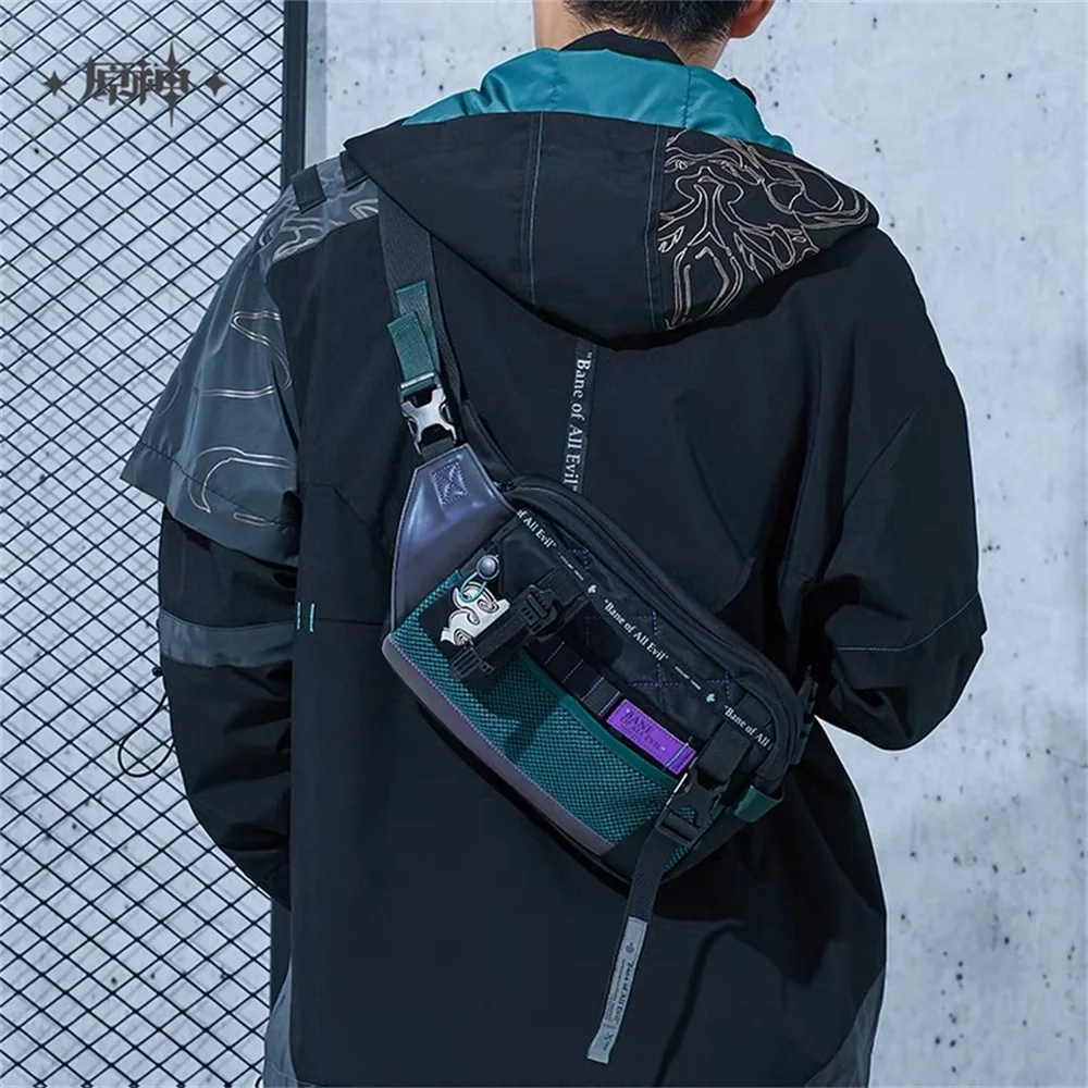 เกมใหม่ Genshin Impact Xiao Cos อย่างเป็นทางการแฟชั่น Messenger กระเป๋าสําหรับผู้หญิงผู้ชาย Crossbody ไหล่กระเป๋าคอสเพลย์ Props C YS