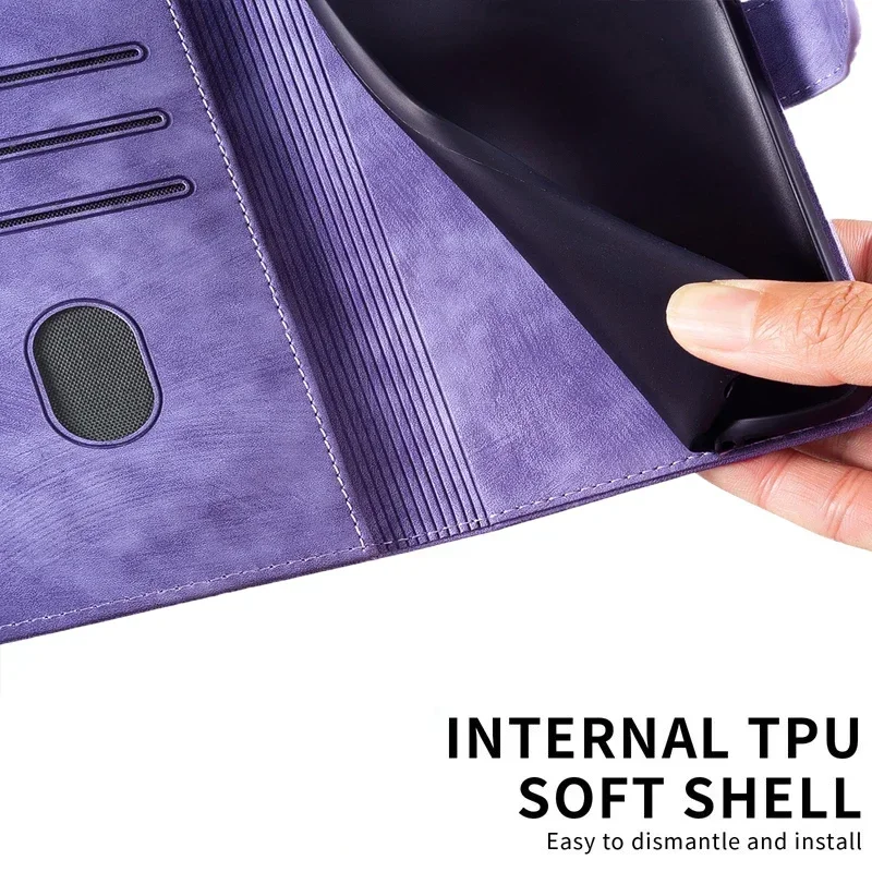 Casing Flip S25 untuk Samsung Galaxy S24 Ultra S25 Edge S23 Plus S22 S21 S20 FE 5G Casing Dompet Kulit Kupu-kupu Kucing 3D Penutup Belakang