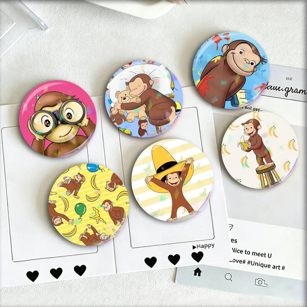 

C-Curious George Monkey Laser Badge Applicable For Backpack Clothes Hats Decor Creative Accessories