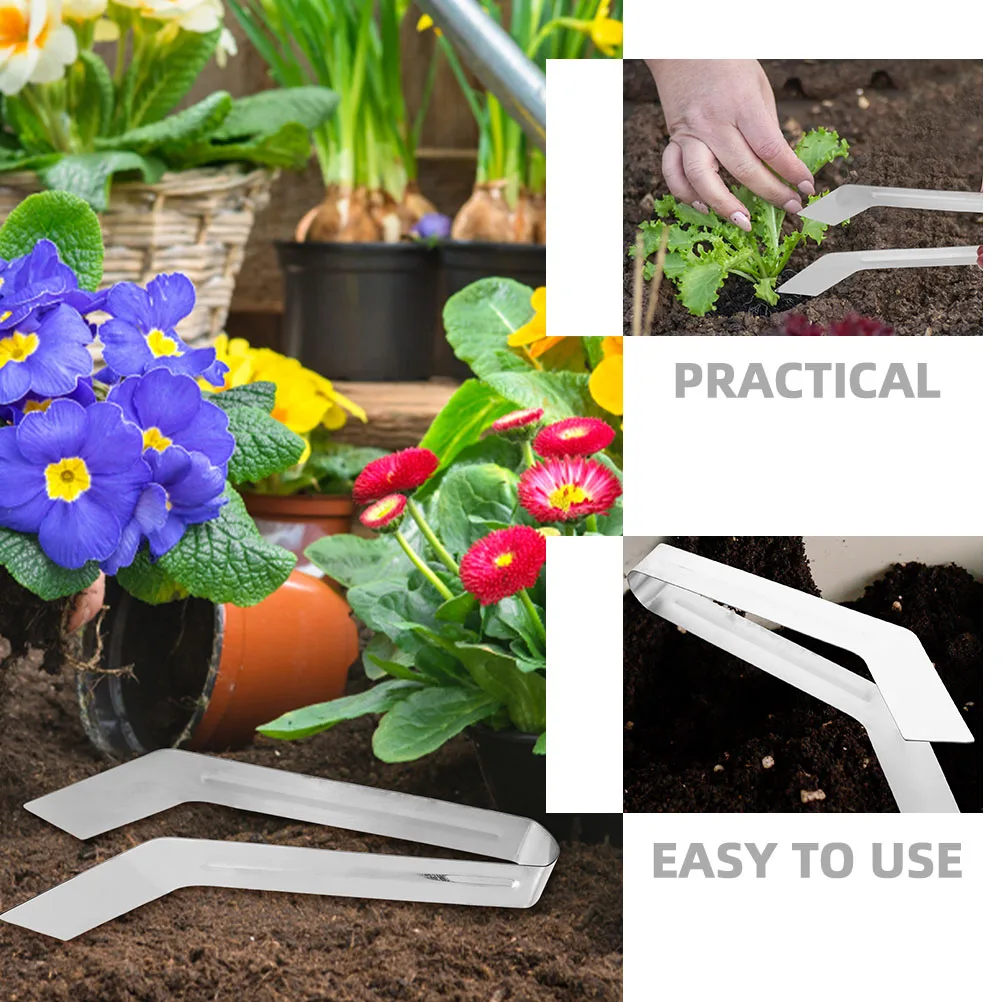 

2 Pcs Transplant Pliers Set Tong for Plants Metal Small Stainless Steel Planting Tool Seedling Tongs Removal