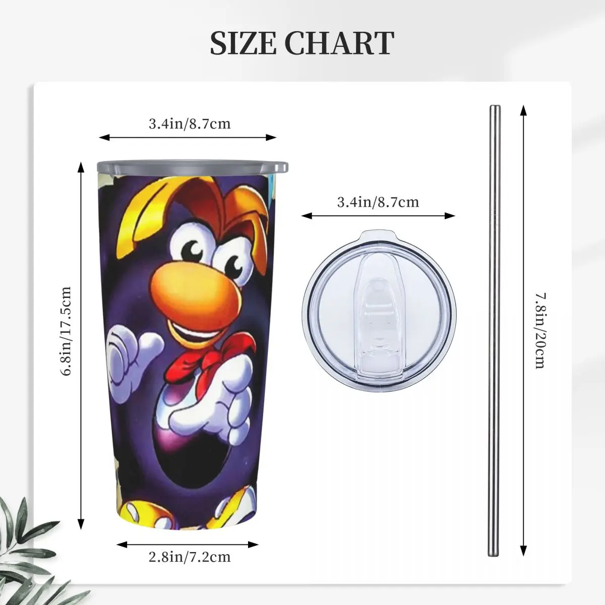 Black Vintage Retro Rayman Legends Graphic Stainless Steel Tumbler Vacuum Insulated Mugs Thermal Cold Cup Straws With Lid 20oz
