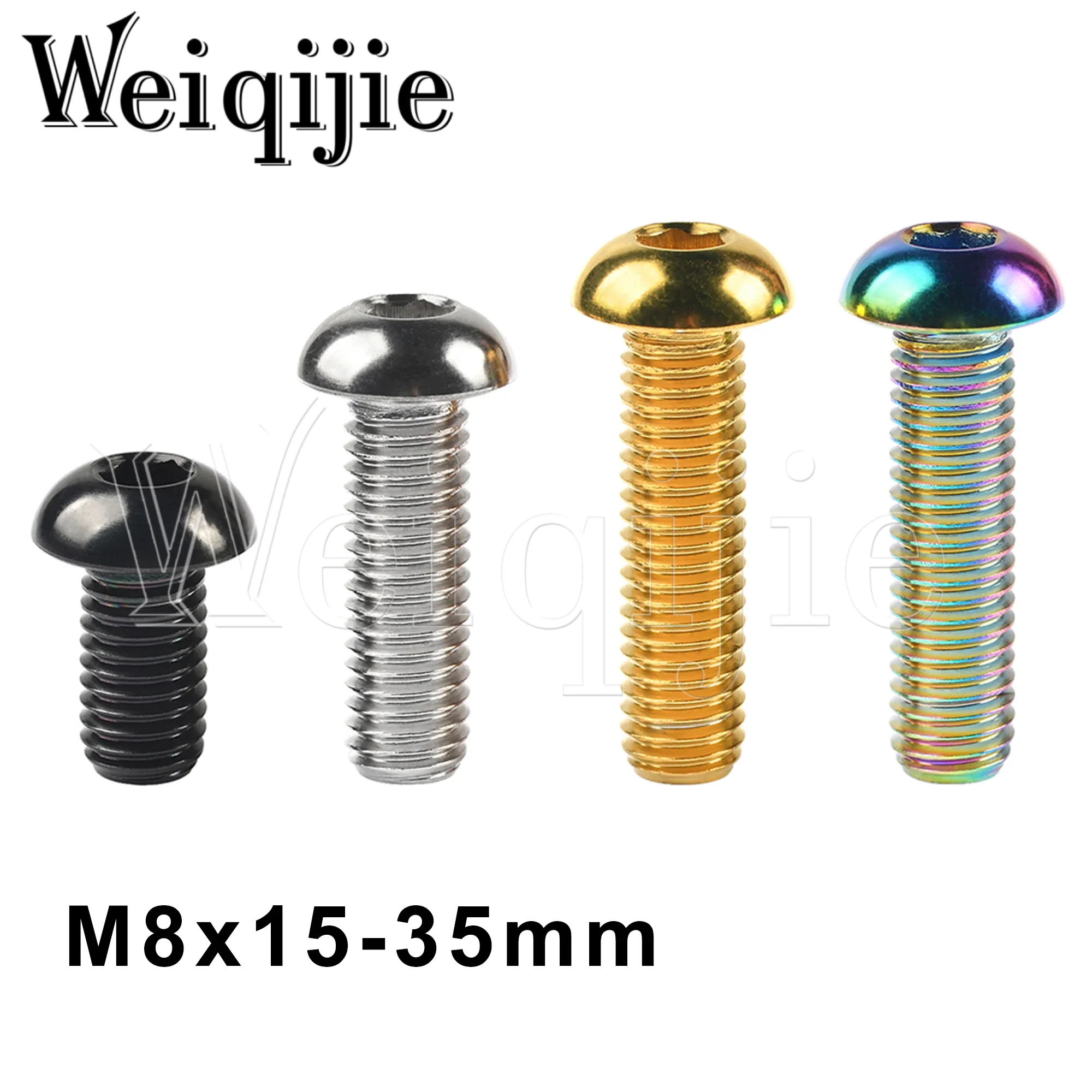 Weiqijie Titanium Bolts M8x15 20 25 30 35mm Half Round Head Hex Screws For Bicycle Motorcycle Fasteners