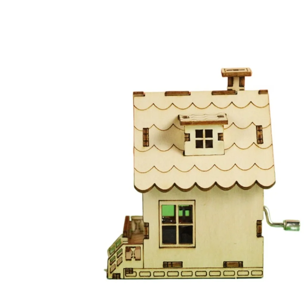 Puzzle 3D de boîte à musique de maison en bois pour enfants et adultes, jouets d\'assemblage à construire, modèle de mètre de bricolage, puzzle