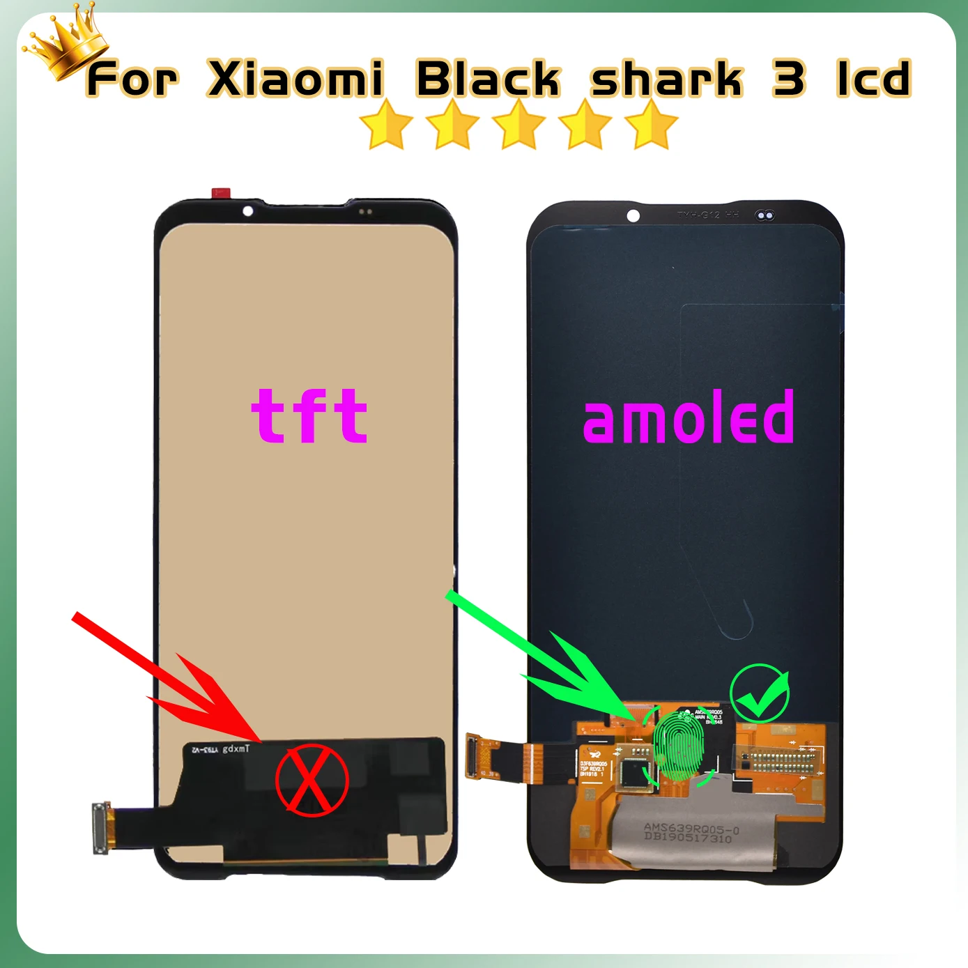 AMOLED 6.67\'\' Display For Xiaomi Black Shark 3 LCD Touch Screen For Xiaomi BlackShark 3 Lcd Replacement Digitizer Assembly