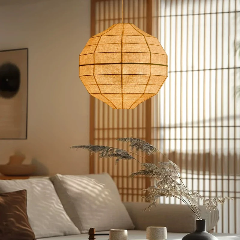 Japanese Wabi Sabi Fabric E27 Pendant Light Living Dining Room Bar Led Droplight Lighting Home Decor Bedroom Lustre Hanging Lamp view 4