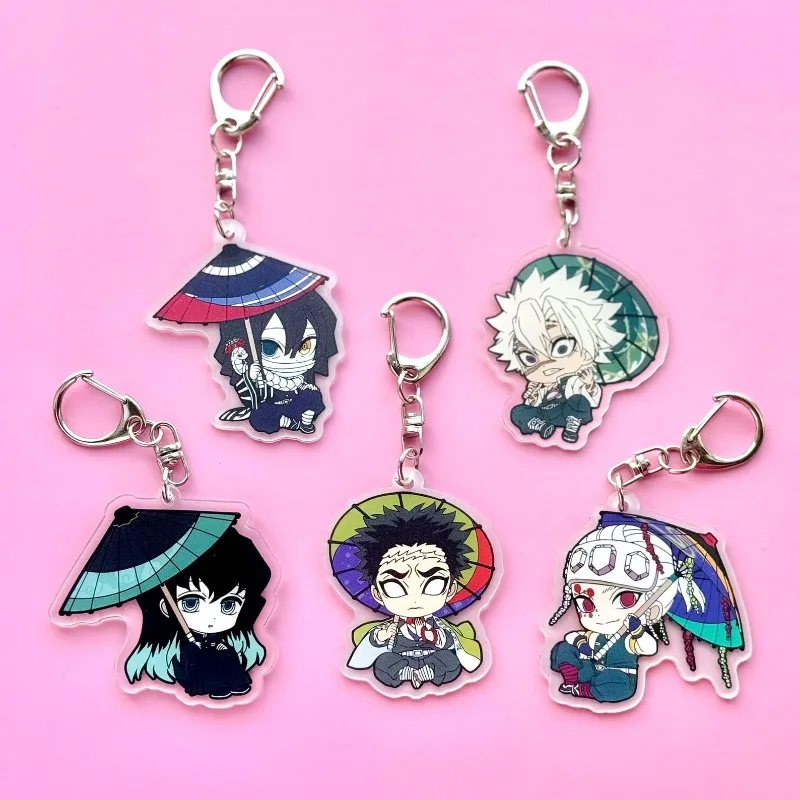 Keychain for Demon Slayer Giyu Nezuko Muichiro Shinobu Cute Acrylic Charm Anime Cartoon DIY  Collection Toy Gifts for Friends view 2