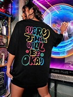Every Thing Cuill Be Okay Letter Graphic T-Shirt Female Cotton Oversized T Shirts Casual Short Sleeve Street Fashion T Shirt