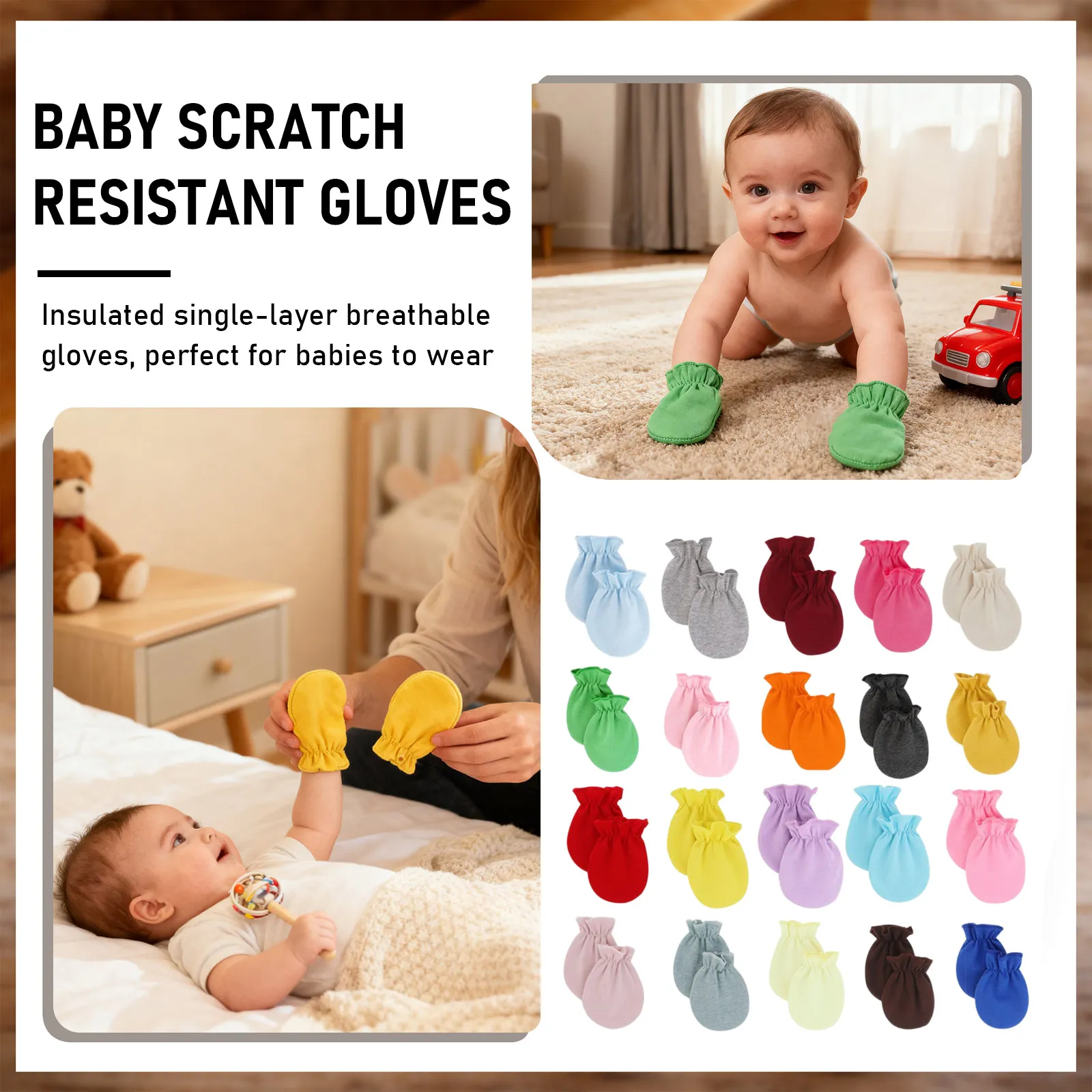 

16 Pairs Of Newborn Cotton Gloves No Scratch Gloves Newborn Gloves Baby Soft Anti-scratch Cotton Gloves (Random Color)