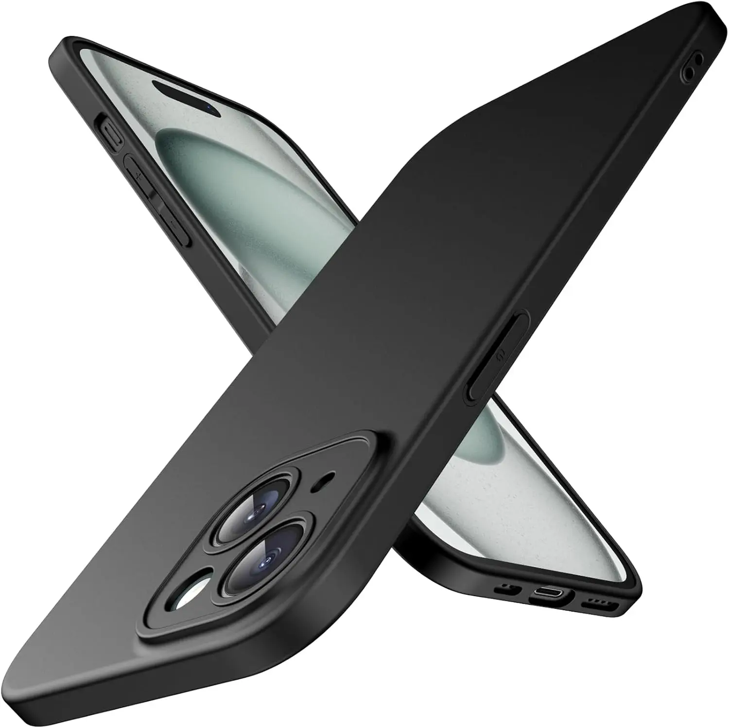 Luxury Matte Silicone Soft Case For iPhone 16 15 14 Plus 13 12 Mini 11 Pro Max Solid Black Back Cover Frosted Ultra Thin Shell - náhled 2