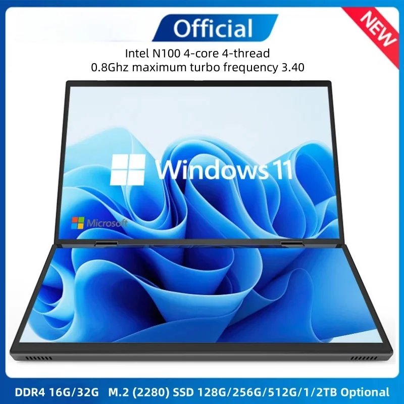 14-дюймовый плюс 14-дюймовый сенсорный ноутбук с двойным экраном, процессор Intel N100, игровой ноутбук DDR4, 16 ГБ, 1 ТБ, ноутбук 14-дюймовый плюс 14-дюймовый сенсорный ноутбук с двойным экраном, процессор Intel N100, игровой ноутбук DDR4, 16 ГБ, 1 ТБ, ноутбук