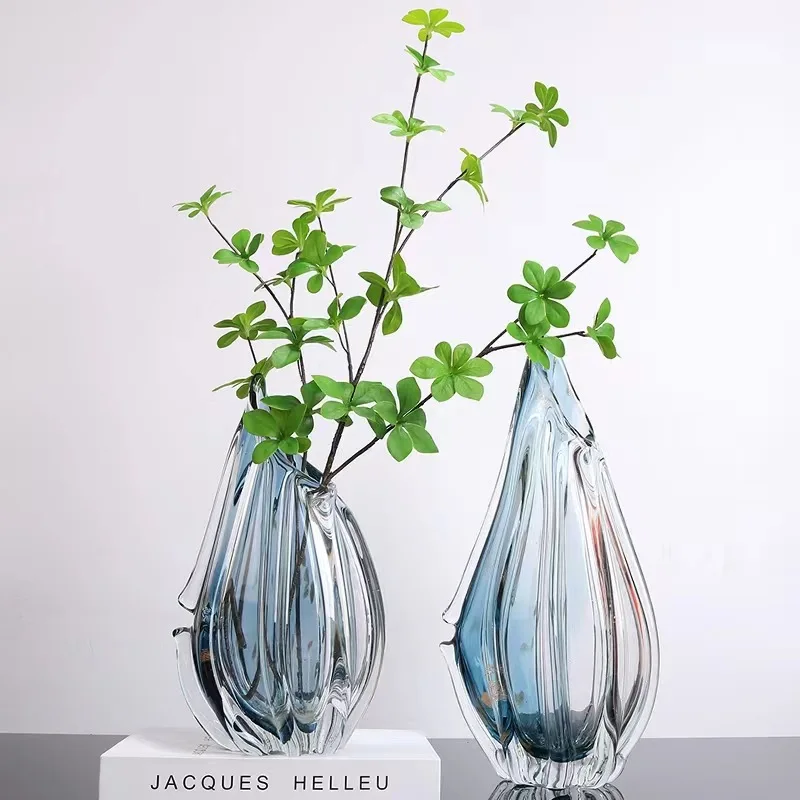 Multi-layer Painted Gradient Glass Vase Hydroponics Flower Pots Desk Decoration Artificial Floral Flowers Arrangement Vases