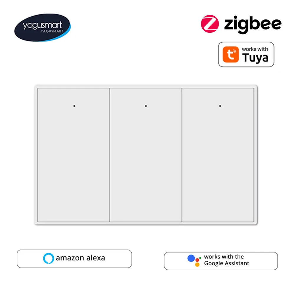 Yagusmart Zigbee Smart Light Switch Push Button Interruptor Work with Tuya APP Smartthings Homekit Alexa Google Home Control