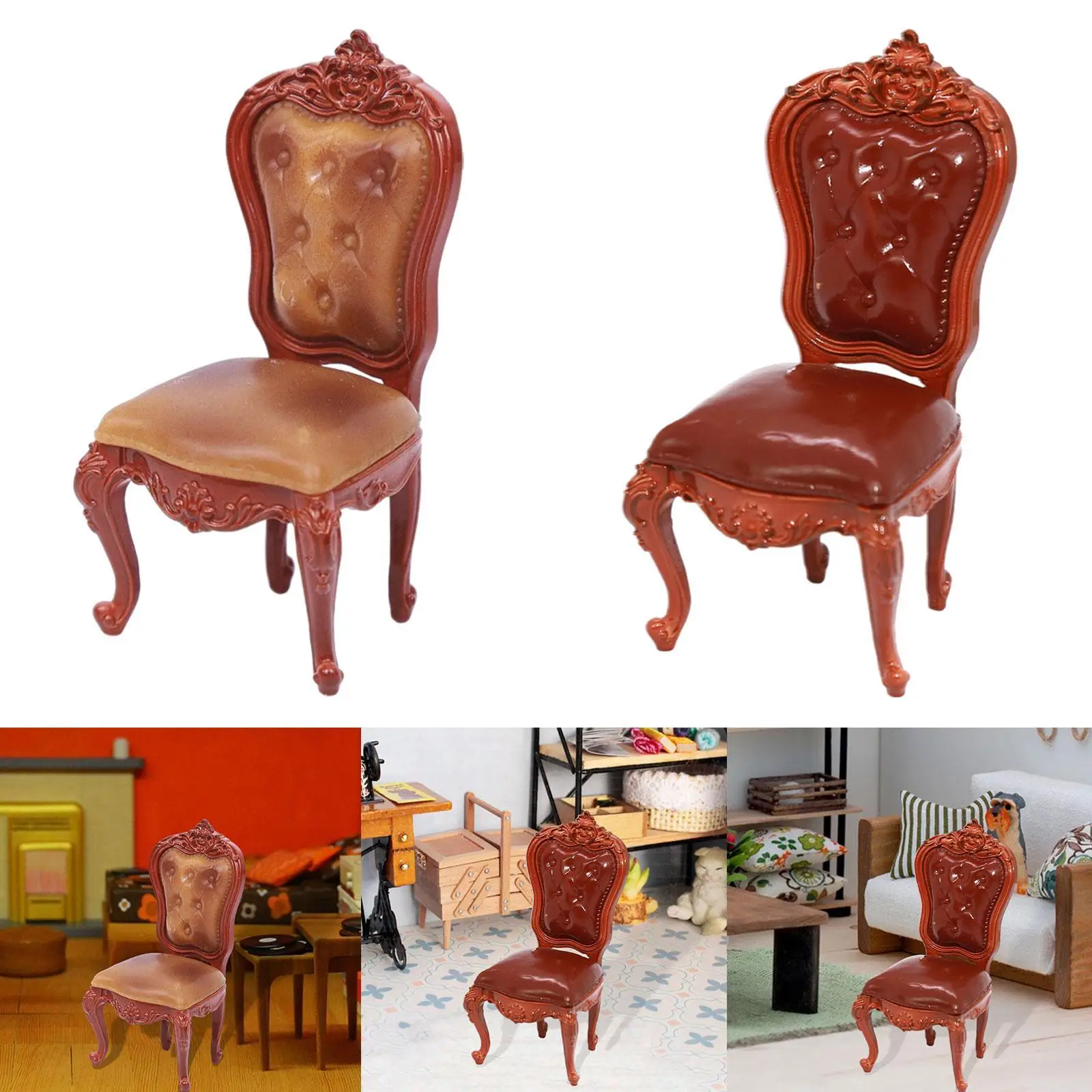 1:12 Back Chair Miniature Furniture Room Mini Chair Ornaments for Railway Station