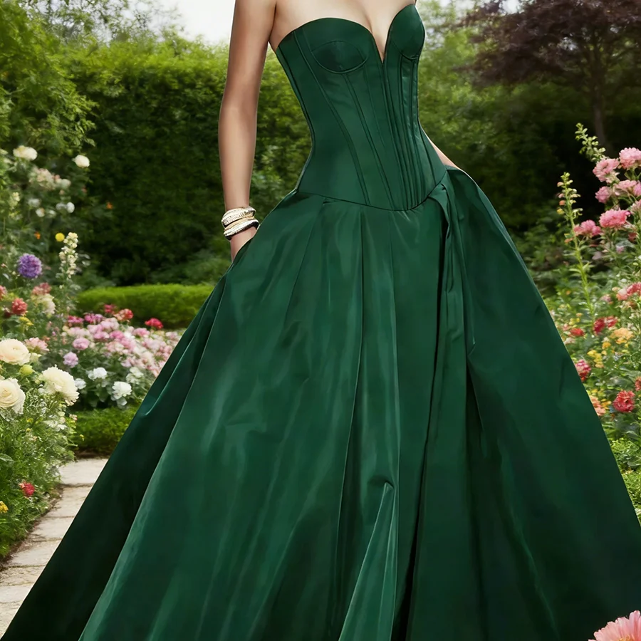 

Классическое зеленое вечернее платье-корсет без рукавов с плиссировкой, А-силуэт, для торжественных мероприятий, выпускных вечеров, дней рождения, на заказ