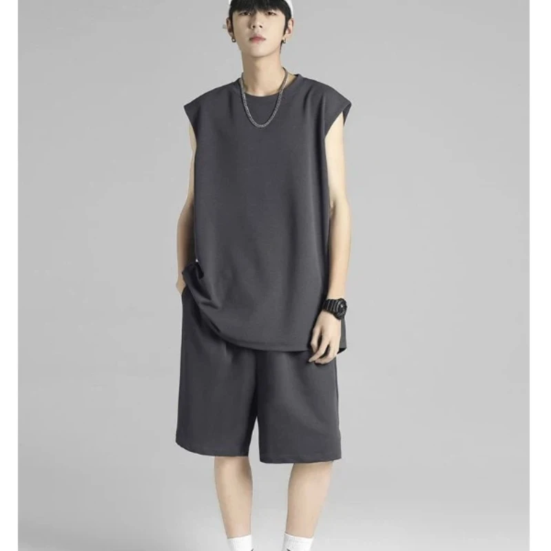 Street Hip Hop Men Ice Silk Quick Dry Sleeveless Vest Shorts Two Piece Set Casual Sports Basketball Daily Outdoor Wear view 4