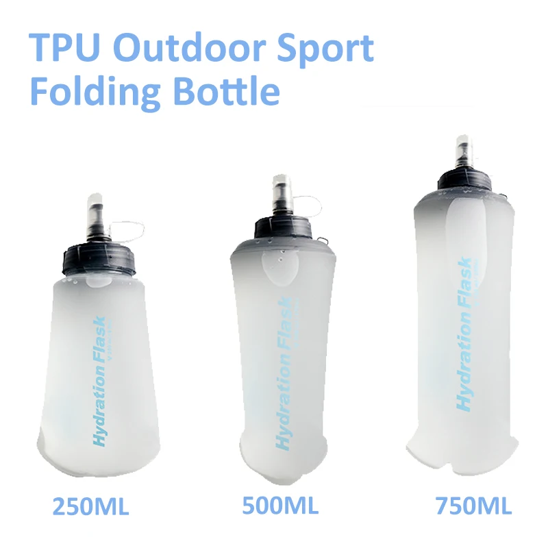 

250/500/750ml TPU Outdoor Sport Folding Bottle Soft Ultralight Water Bottle Portable Water Storage Bag Drinking Water Container