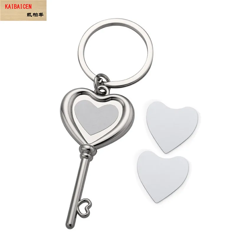 

20SETS Love Heart Shaped Sublimation Blank Keychain Heat Transfer Key Chain Keyring Key Tag with Split Rings