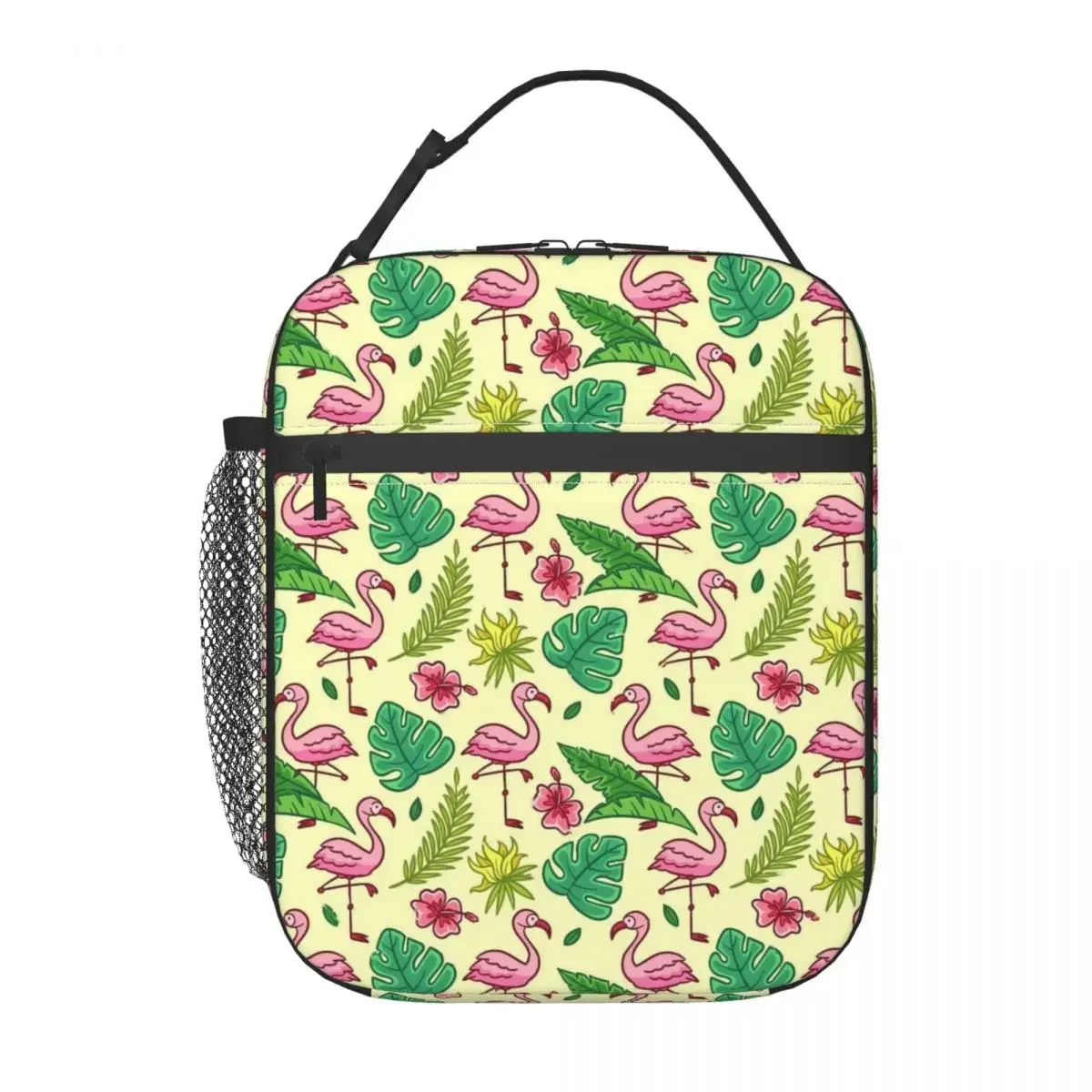 

Lunch Bag Bird And Green Leaf Portable Zipper Lunch Box For Women Flamingos Picnic Cooler Bag Casual Oxford Thermal Lunch Bags