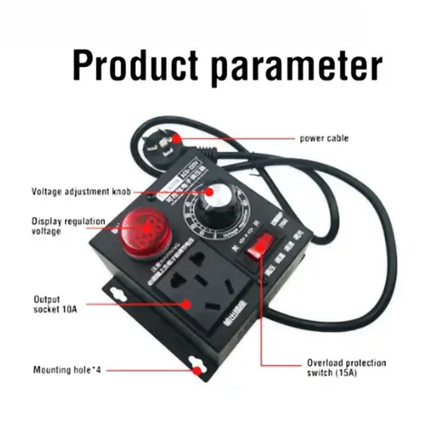 220V 거버너 모터 속도 컨트롤러 전자 전압 조정기 단상 AC 팬 무단 온도 및 조명 조정