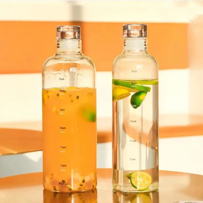 Nieuwste waterbeker Sportwaterfles met tijdschaal Paar Plastic draagbare watercontainer Anti-drop buitenwaterfles