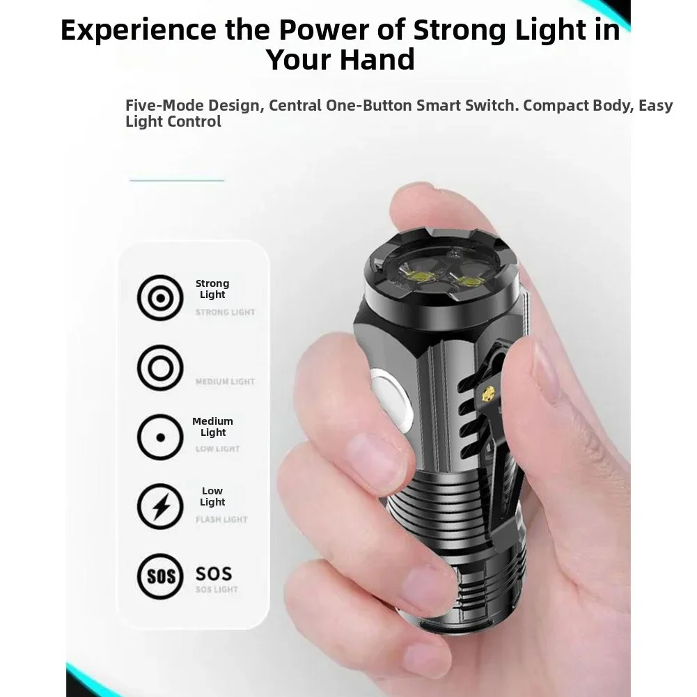 3 LEDs Super Bright Flashlight Portable Burst Flash Torch Rechargeable Outdoor Waterproof Spotlight With Pen-Clip Magnetic Base